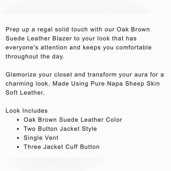 LEATHER CULT Oak Brown Suede Leather Blazer - Picture 10 of 16